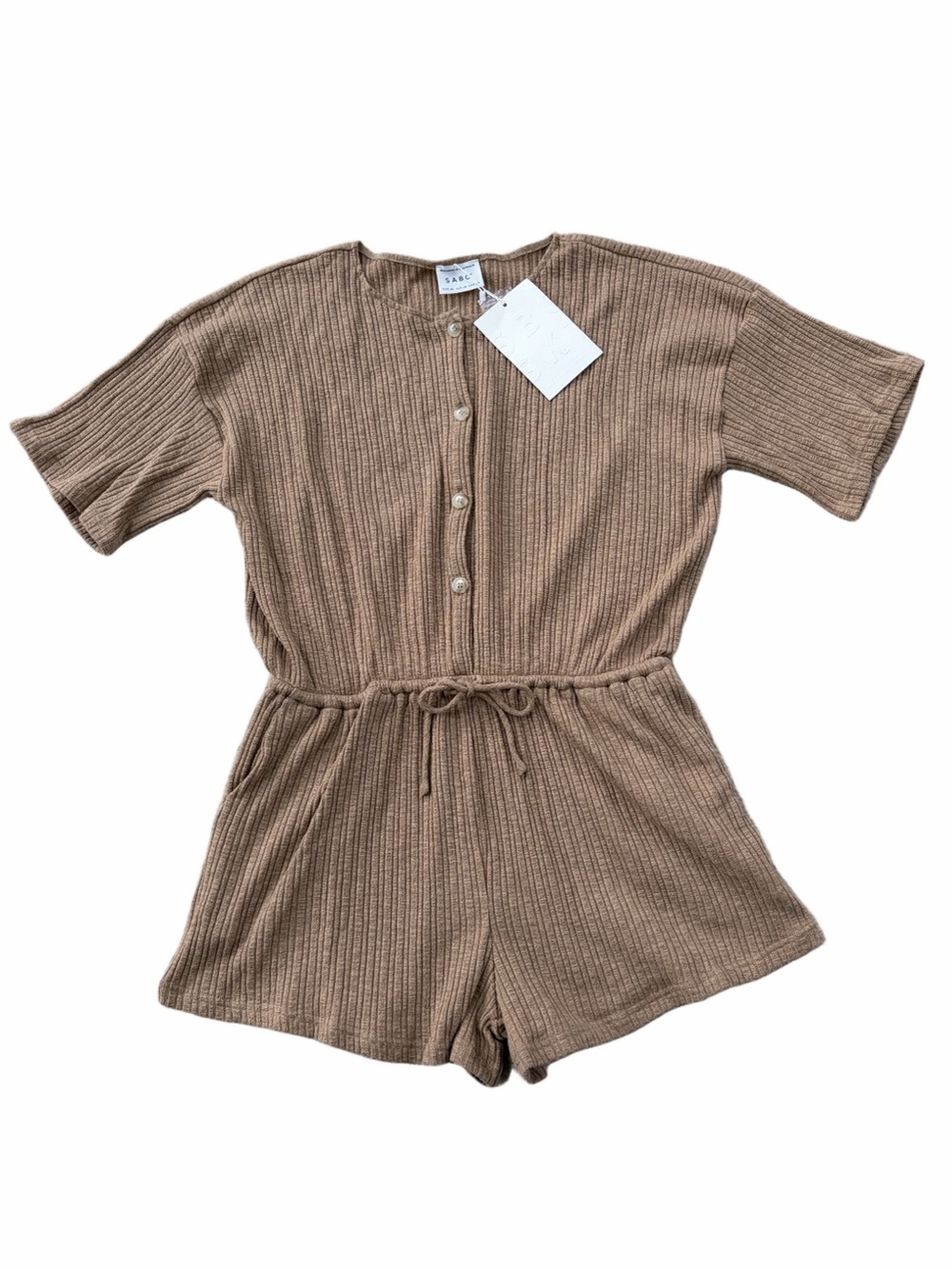 Sabo Skirt NWT Women’s Size 10 XL Juniper Playsuit Ribbed Romper in Tan Biscotti